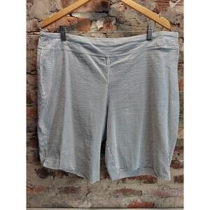 Eliane Rose Womens Plus Size 18W Shorts Blue White Striped Seersucker